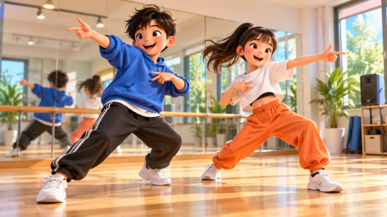 子どもたちがダンスを踊るイラスト